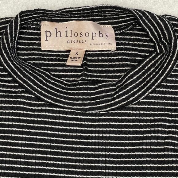 Philosophy Black Striped Sleeveless Swing Dress (Small) - Picture 4 of 6